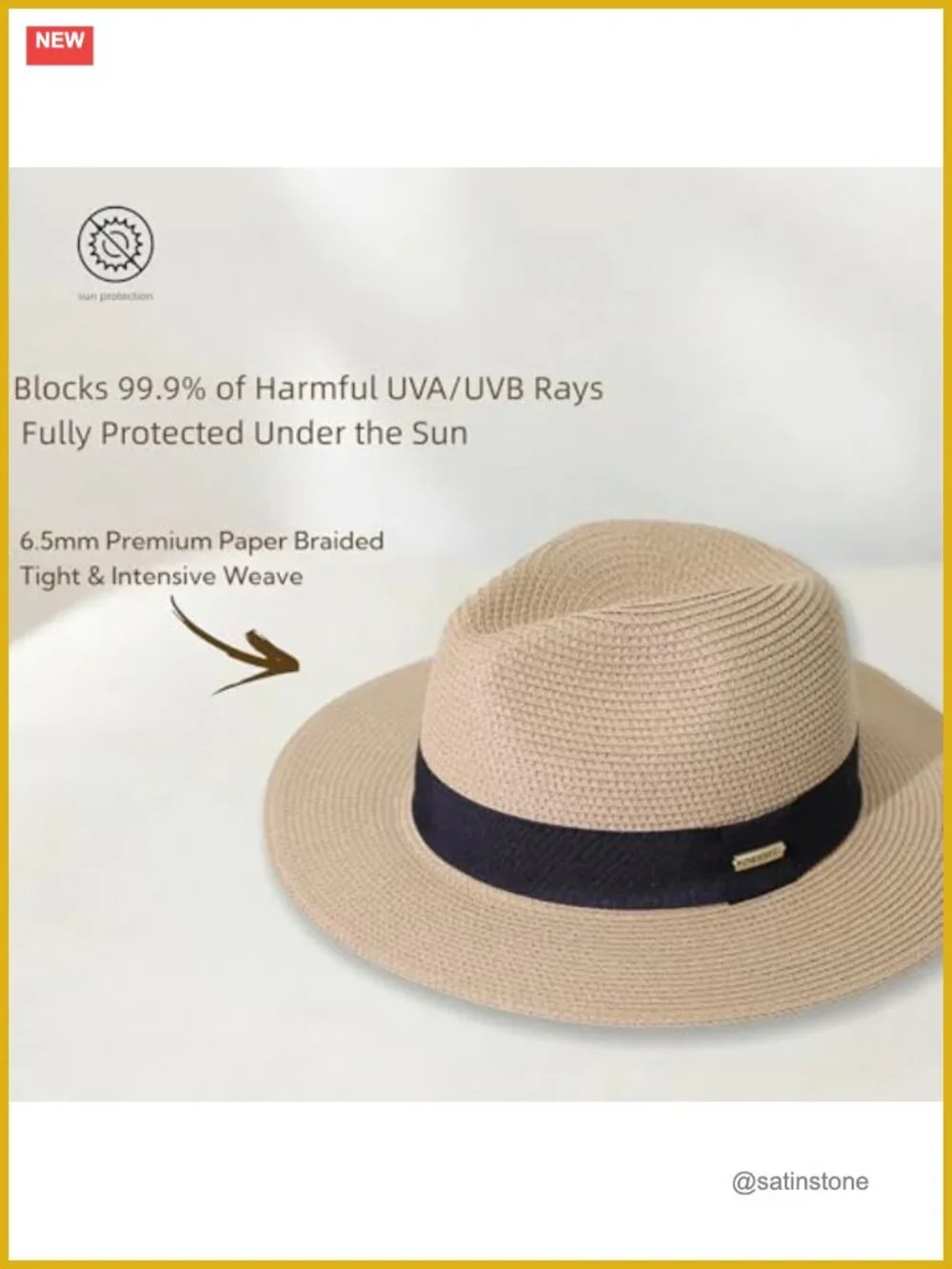 Packable Unisex Fedora Sun Hat - Breathable Cotton Blend for Travel & Beach